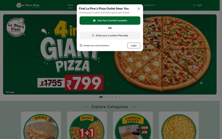 Screenshot of lapinozpizza.in