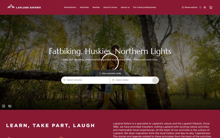 Screenshot of laplandsafaris.com