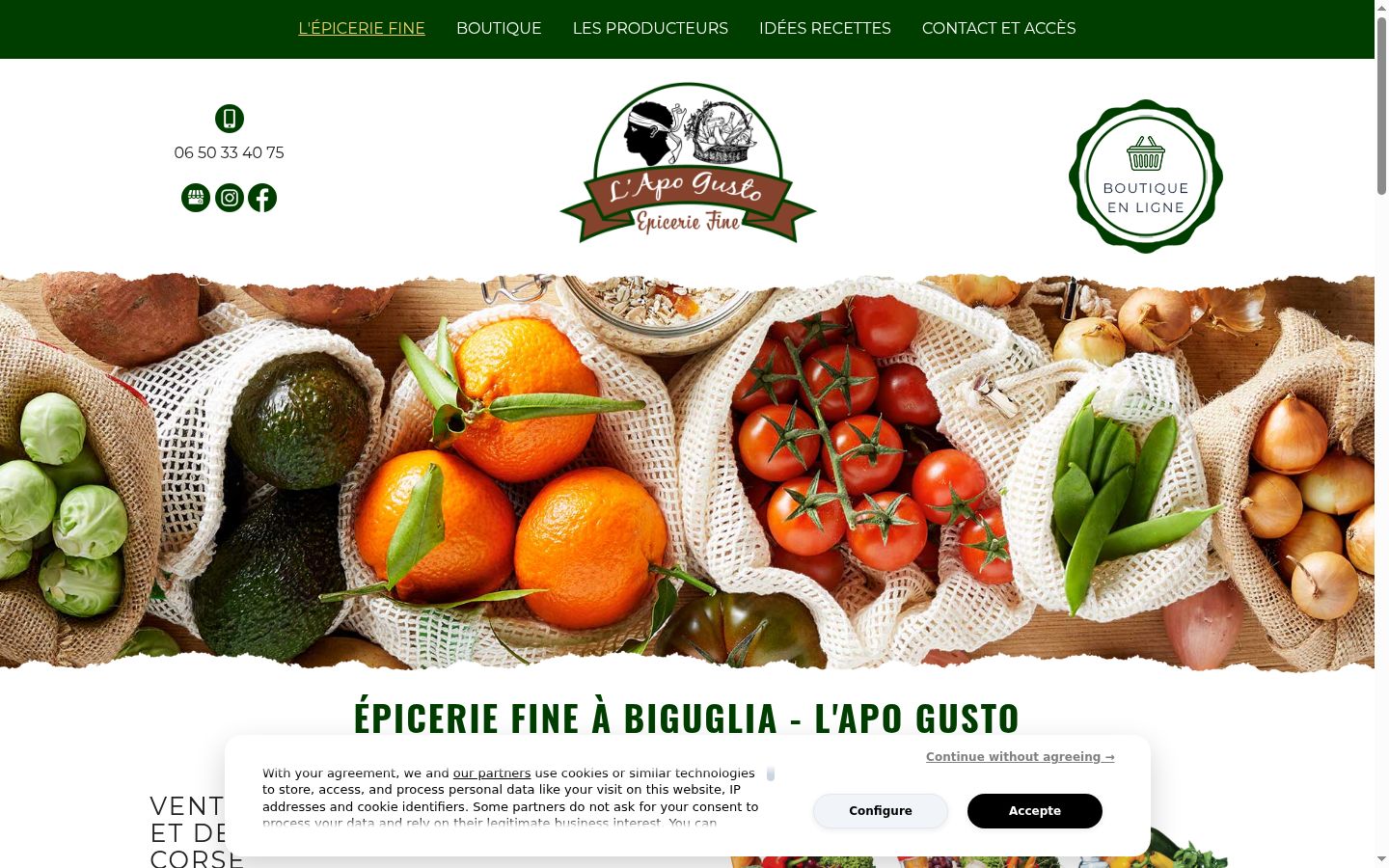 Screenshot del banner di consenso mostrato prima di qualsiasi interazione
