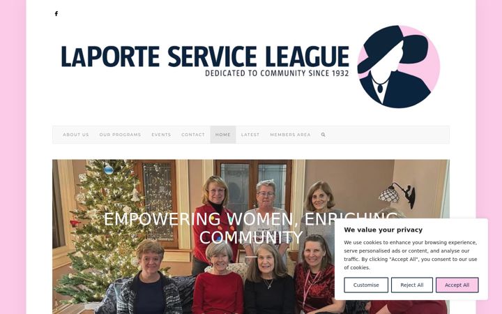 Screenshot of laporteserviceleague.org