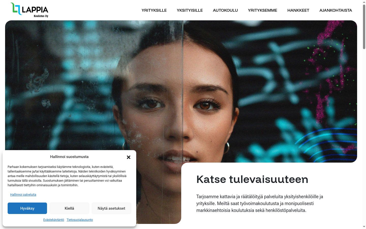 Skärmbild av samtyckesbannern som visades före någon interaktion
