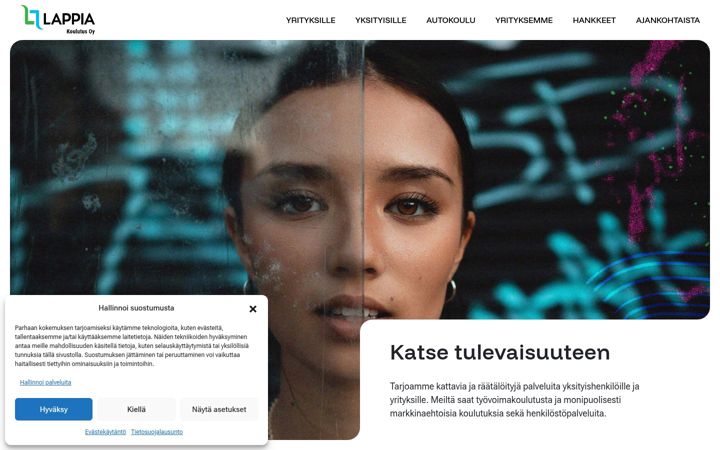 Skärmbild av lappiakoulutus.fi