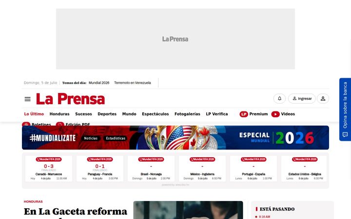 Screenshot of laprensa.hn