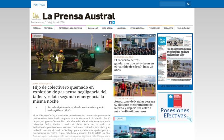 Screenshot of laprensaaustral.cl
