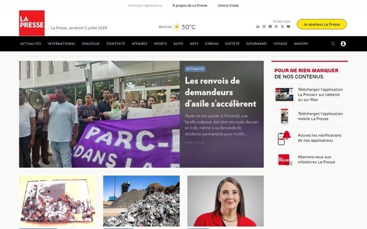 Екранна снимка на lapresse.ca