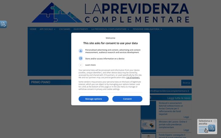 Screenshot of laprevidenzacomplementare.it