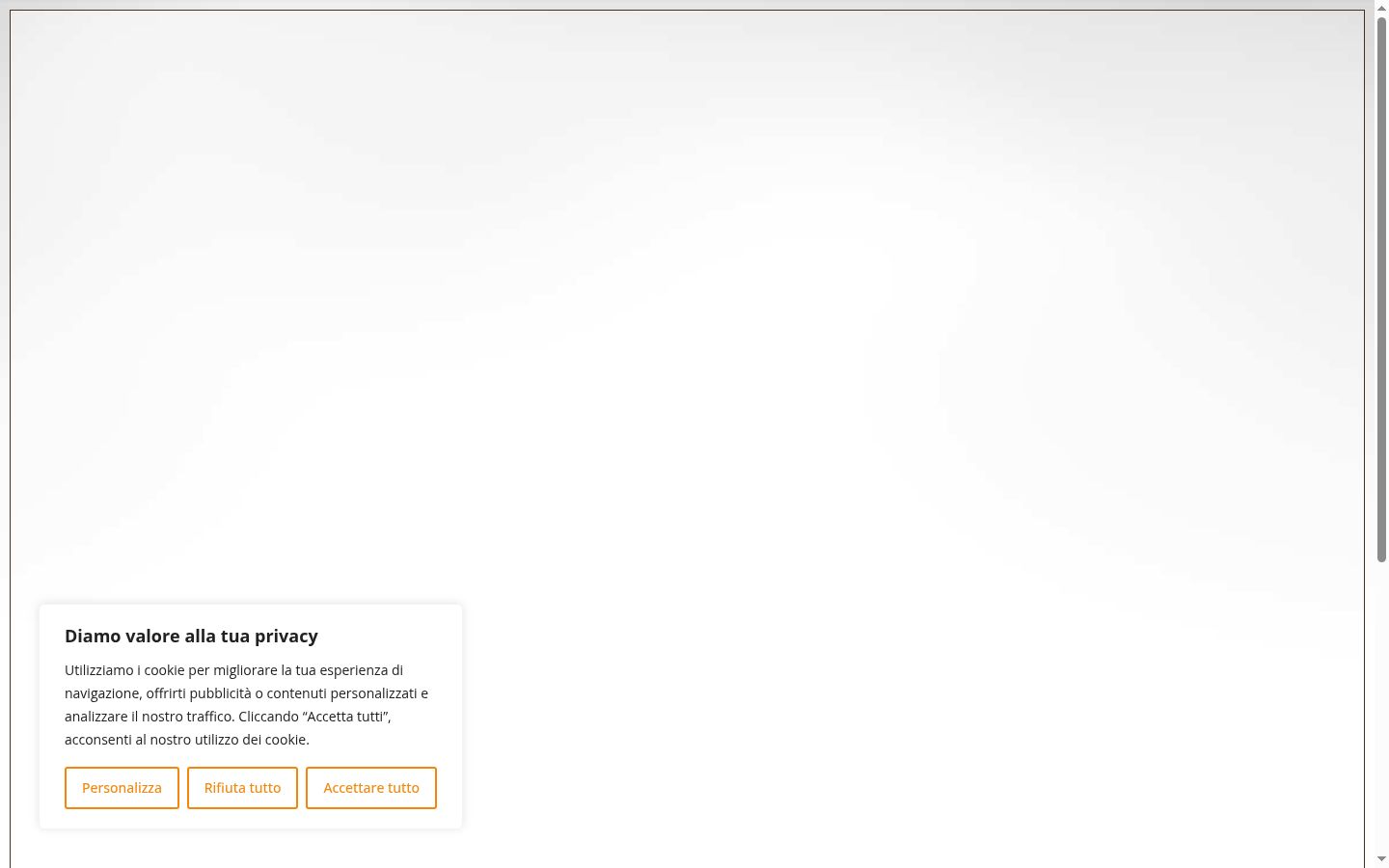 Screenshot del banner di consenso mostrato prima di qualsiasi interazione
