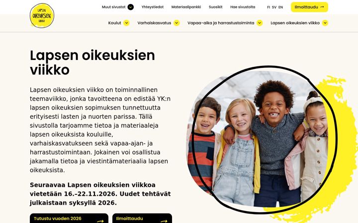 Screenshot of lapsenoikeuksienviikko.fi