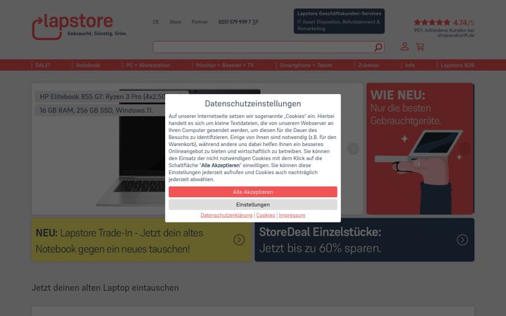 Screenshot of lapstore.de