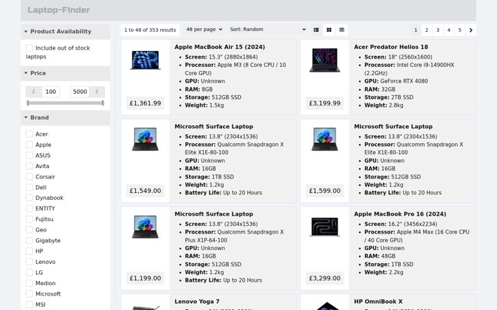 Screenshot of laptop-finder.co.uk