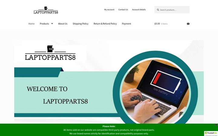 Screenshot of laptopparts8.com