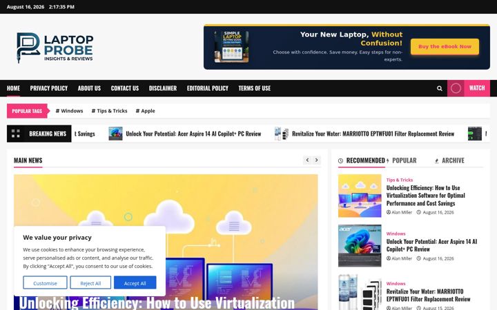 Screenshot of laptopprobe.com