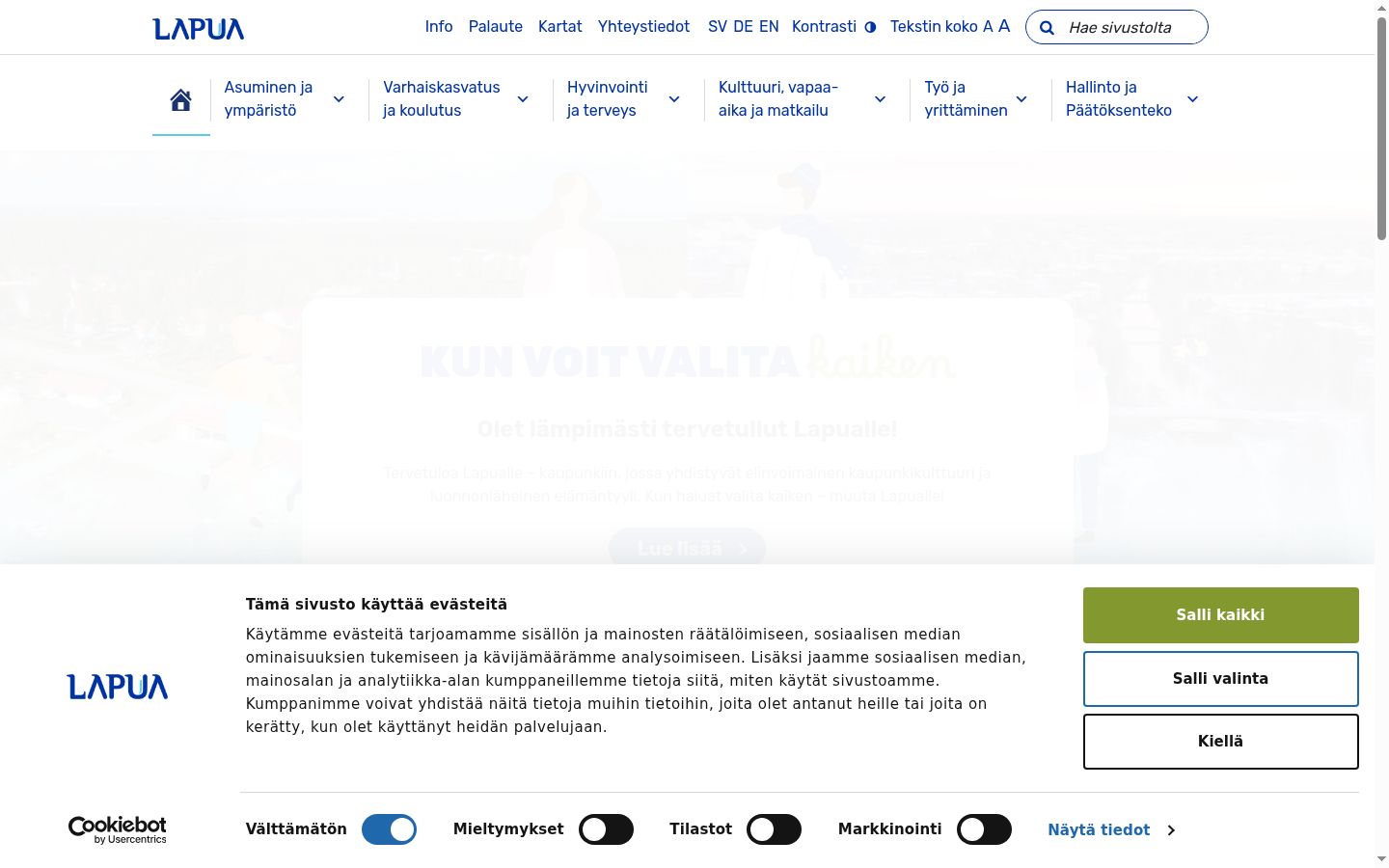 Screenshot of the consent banner shown before any interaction