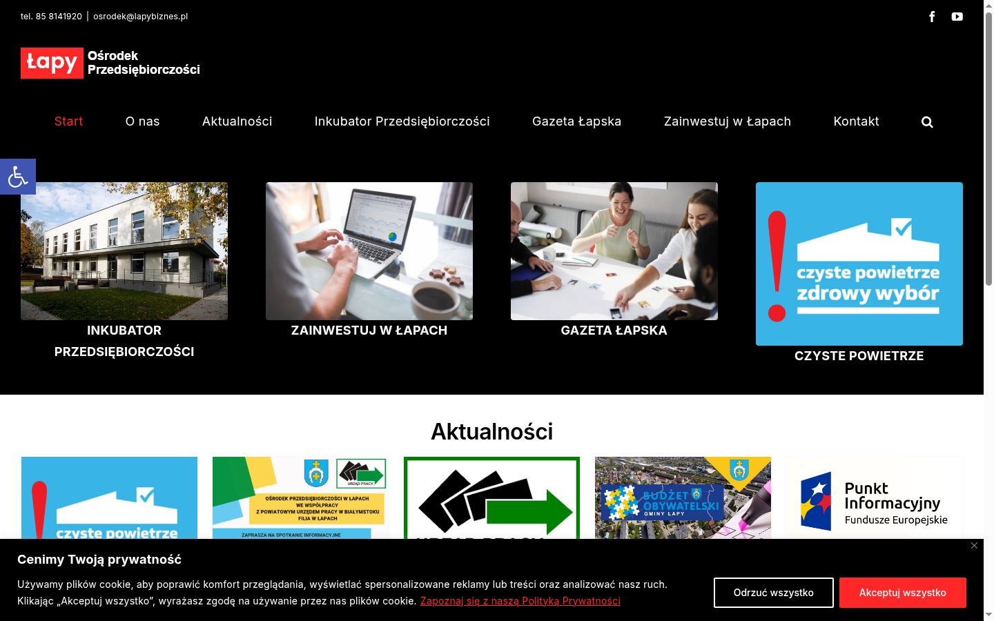 Skärmbild av samtyckesbannern som visades före någon interaktion