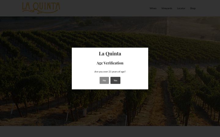 Screenshot of laquintawines.com