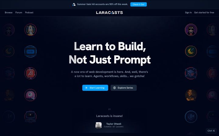 Screenshot του laracasts.com