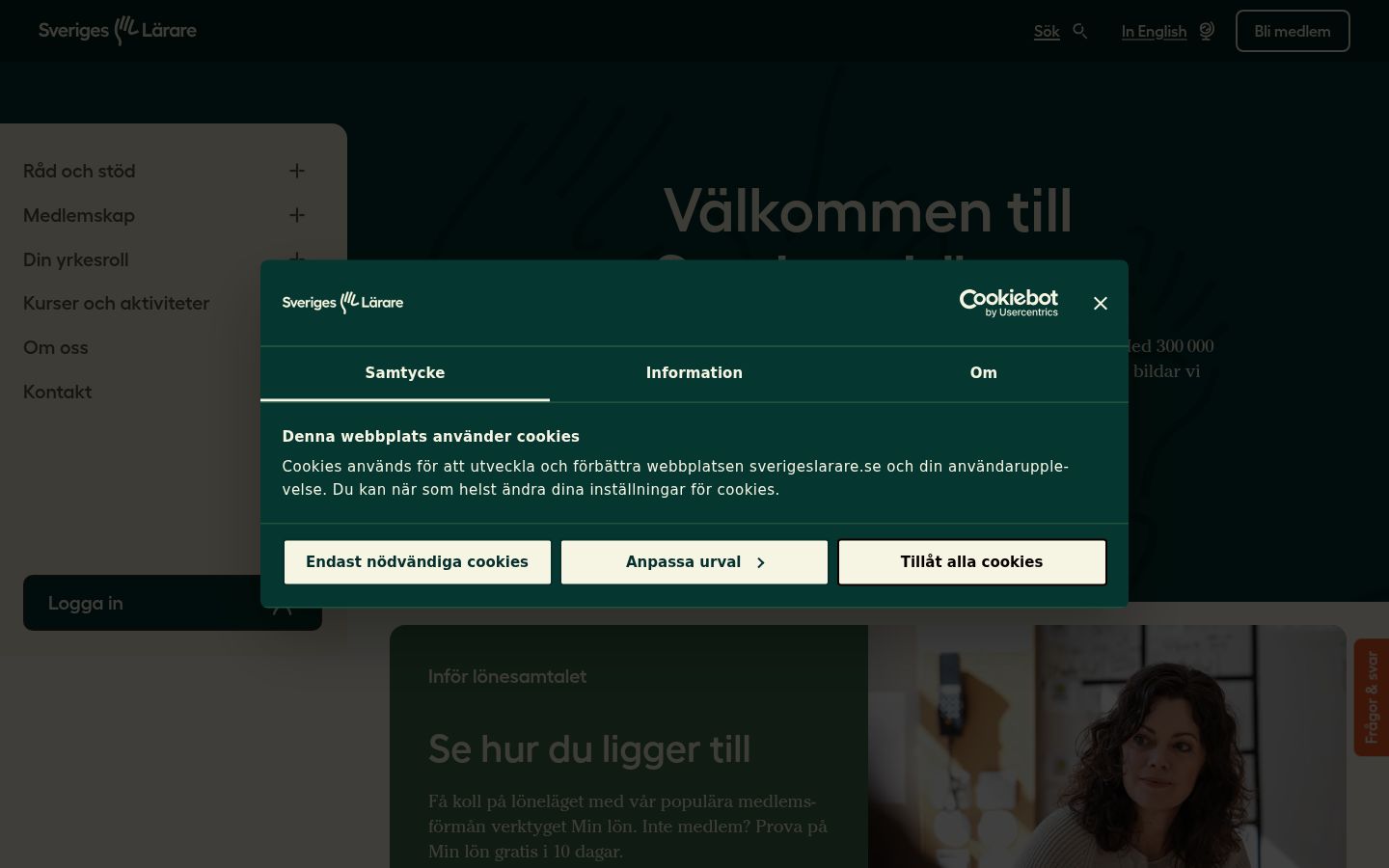 Skjermbilde av samtykkebanneret slik det vises før noen interaksjon