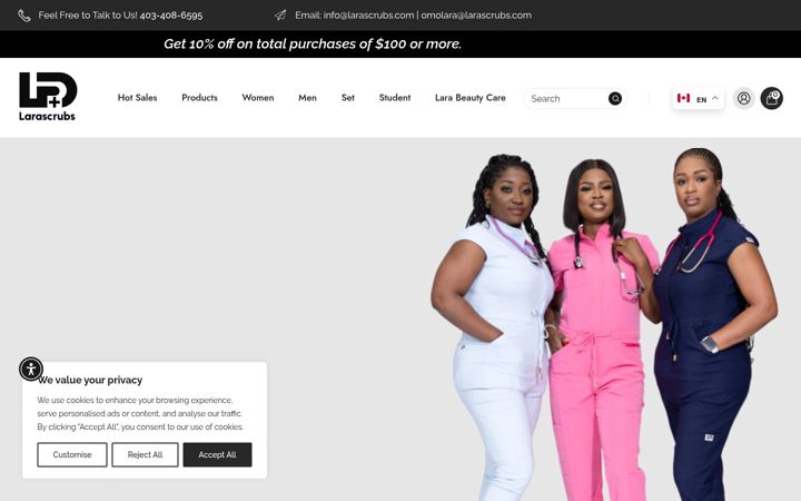 Screenshot of larascrubs.com