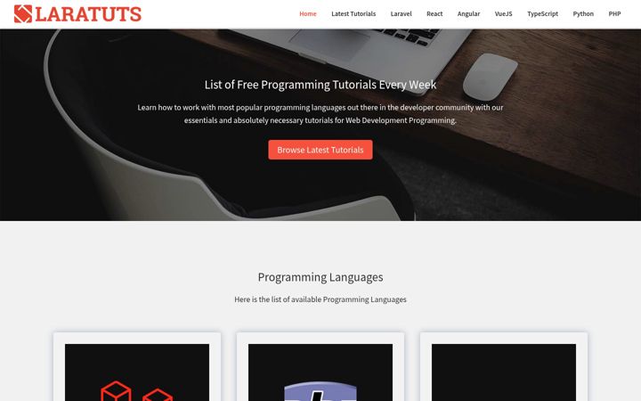 Screenshot of laratuts.com