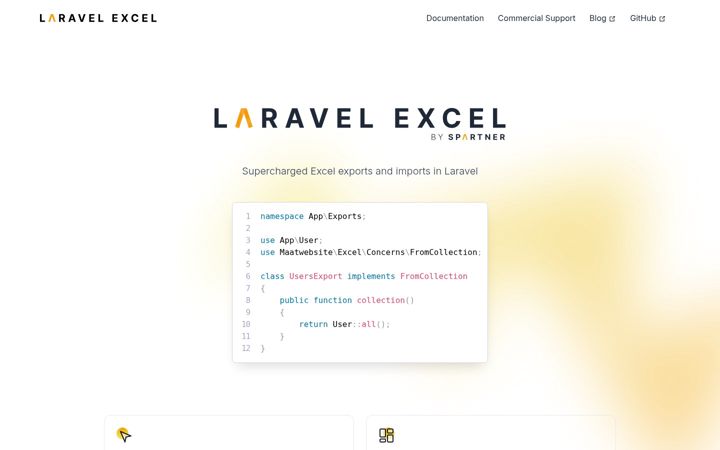 Screenshot of laravel-excel.com