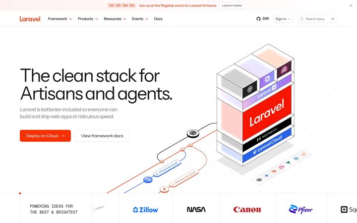 Screenshot ta' laravel.com