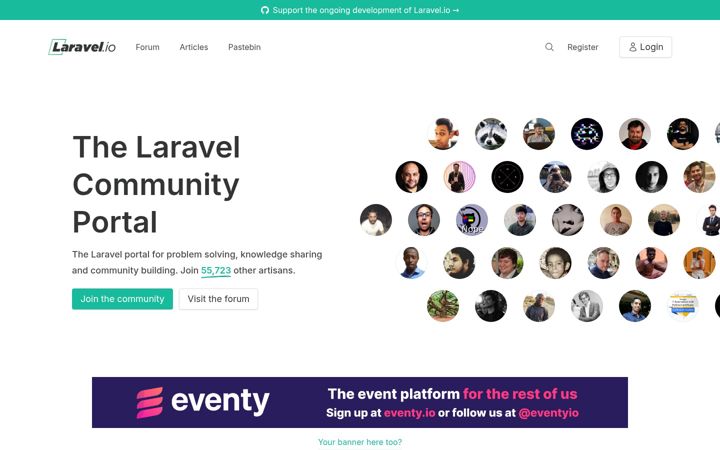 Posnetek zaslona laravel.io