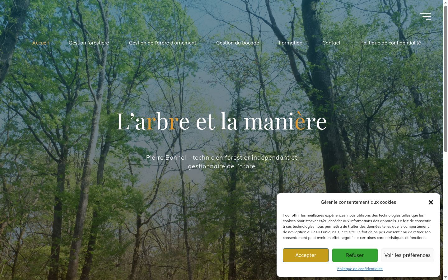 Capture d'écran de la bannière de consentement affichée avant toute interaction