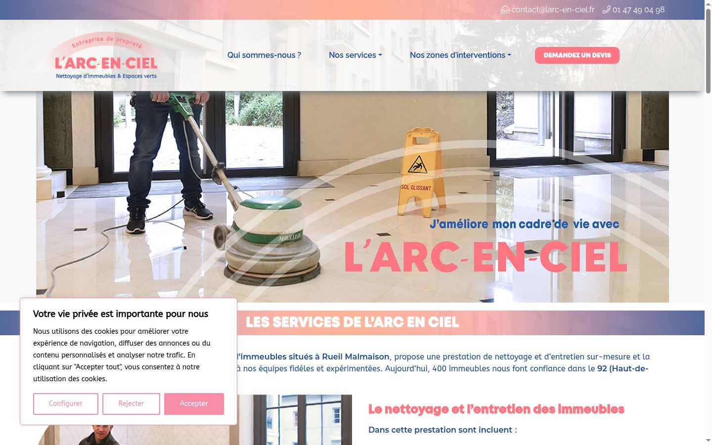Capture d'écran de la bannière de consentement affichée avant toute interaction