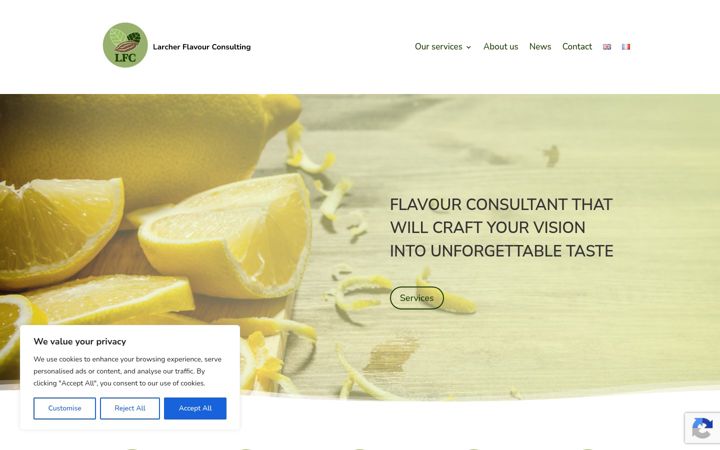 Screenshot of larcherflavourconsulting.com