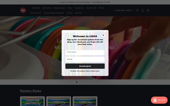 Screenshot of laredodiscgolfstore.com