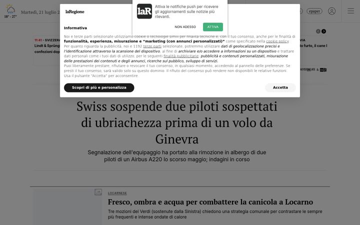 Skærmbillede af laregione.ch