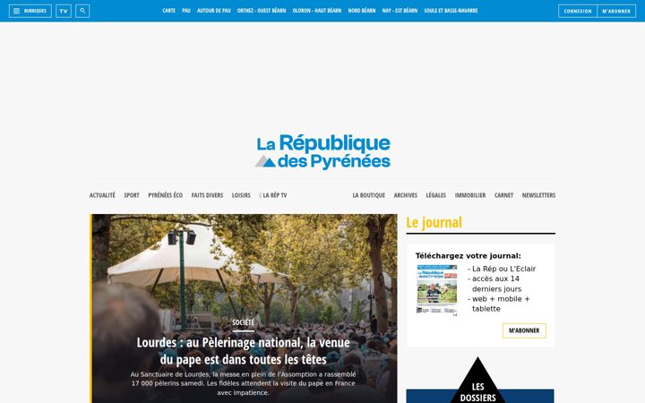 Screenshot of larepubliquedespyrenees.fr