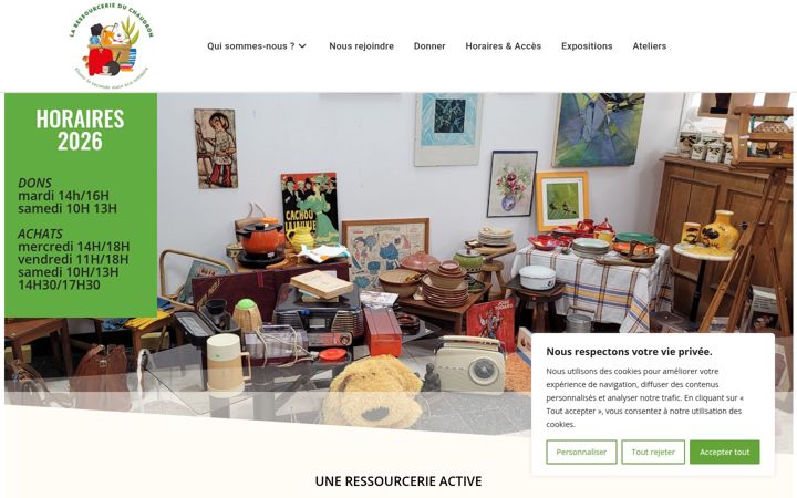 Screenshot of laressourcerieduchaudron.fr