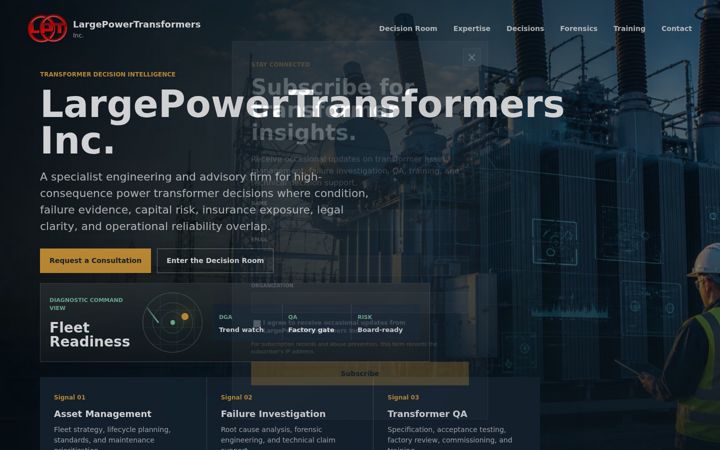 Screenshot of largepowertransformers.com