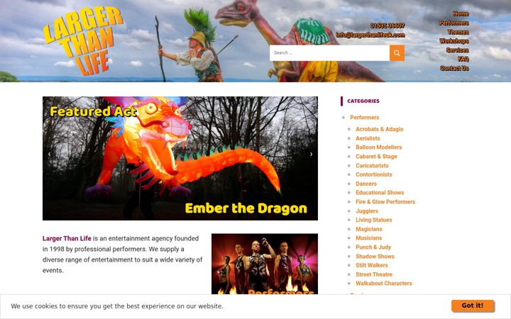 Screenshot of largerthanlifeuk.com