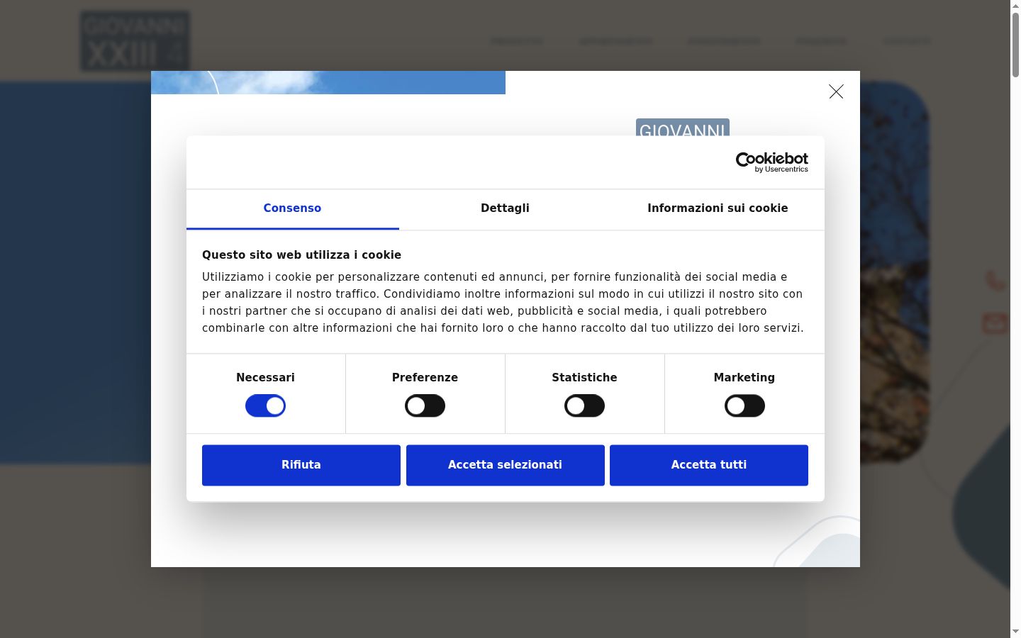 Captura de ecrã do banner de consentimento apresentado antes de qualquer interação