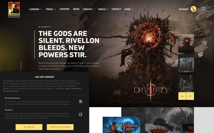Captură de ecran a larian.com
