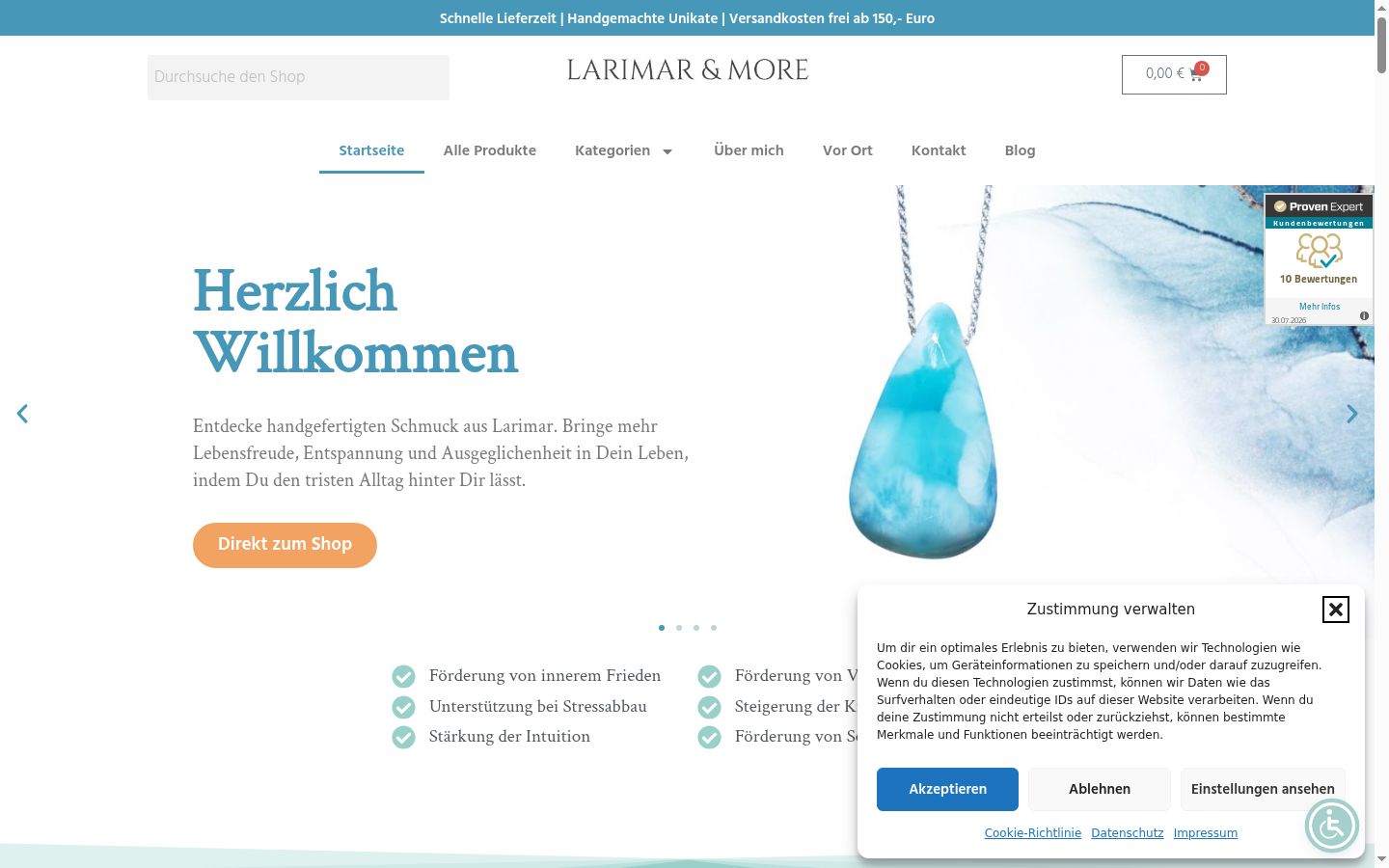 Screenshot del banner di consenso mostrato prima di qualsiasi interazione