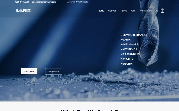 Screenshot of larixmachinery.com