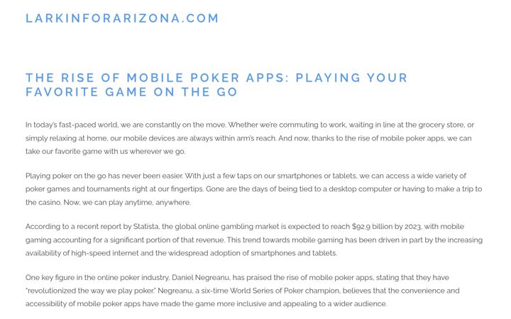 Screenshot of larkinforarizona.com