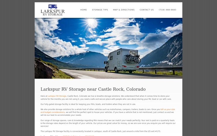 Screenshot of larkspurrvstorage.com