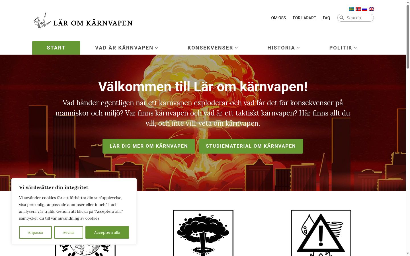 Skjermbilde av samtykkebanneret slik det vises før noen interaksjon