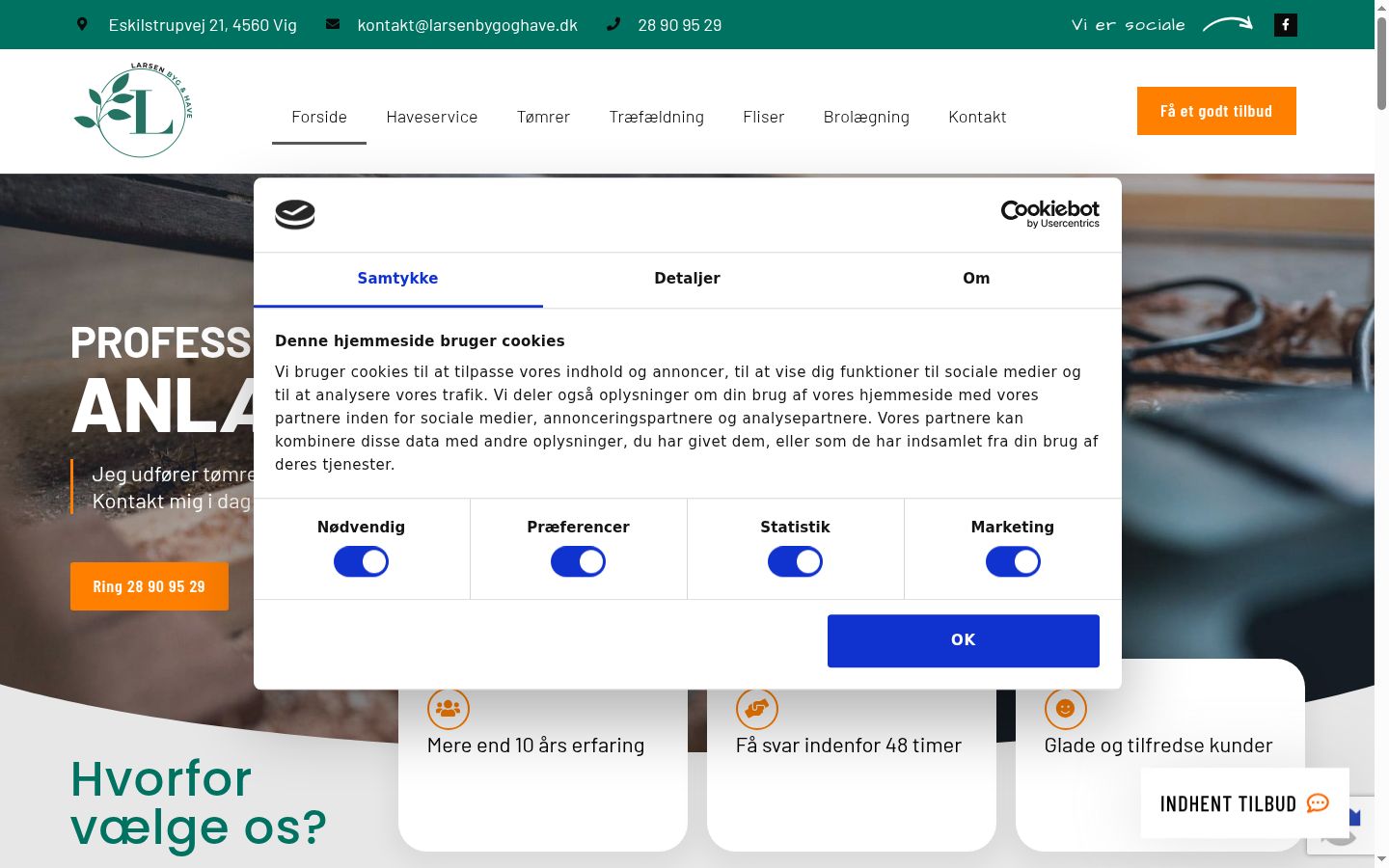 Skjermbilde av samtykkebanneret slik det vises før noen interaksjon