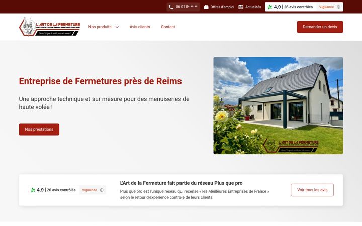 Screenshot of lartdelafermeture.com