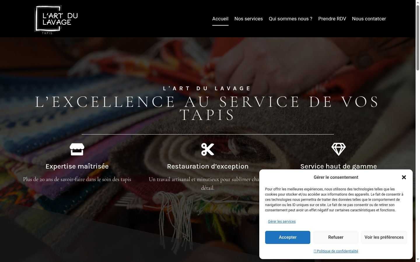 Screenshot del banner di consenso mostrato prima di qualsiasi interazione