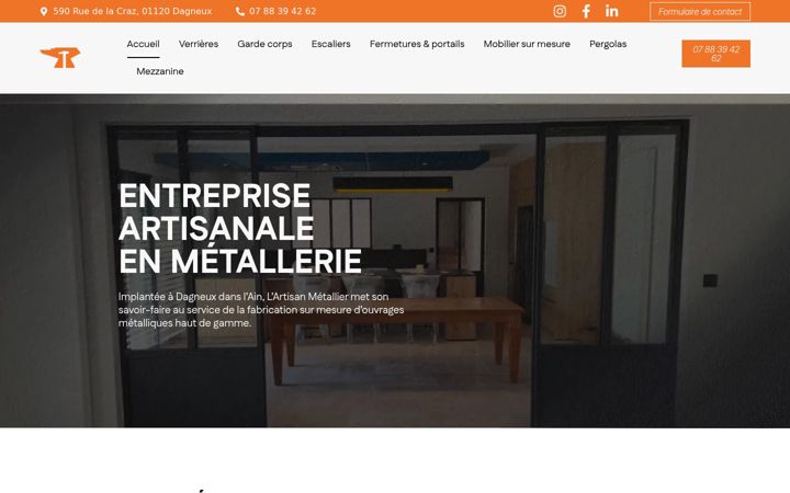 Screenshot of lartisanmetallier01.fr
