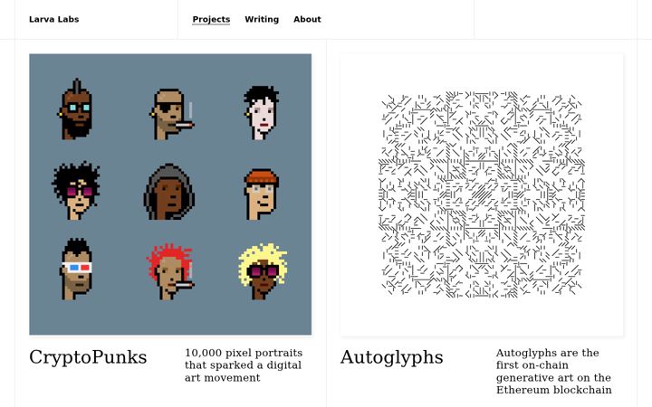Screenshot of larvalabs.com