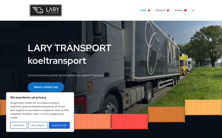 Screenshot of larytransport.nl