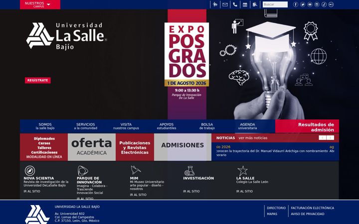 Screenshot of lasallebajio.edu.mx