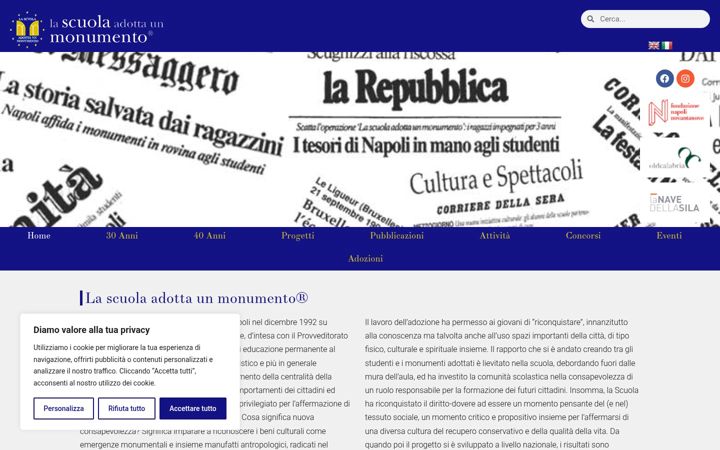 Screenshot of lascuolaadottaunmonumento.it